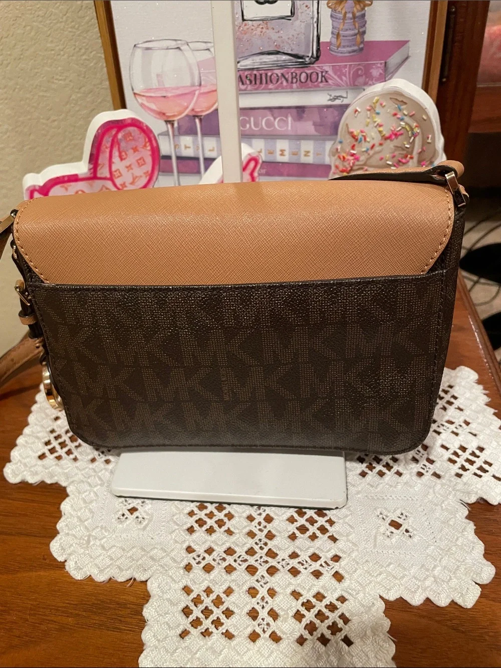 Michael Kors Tan and Dark Brown Crossbody Bag - Sleek Women's Shoulder Purse - Picture 3 of 5
